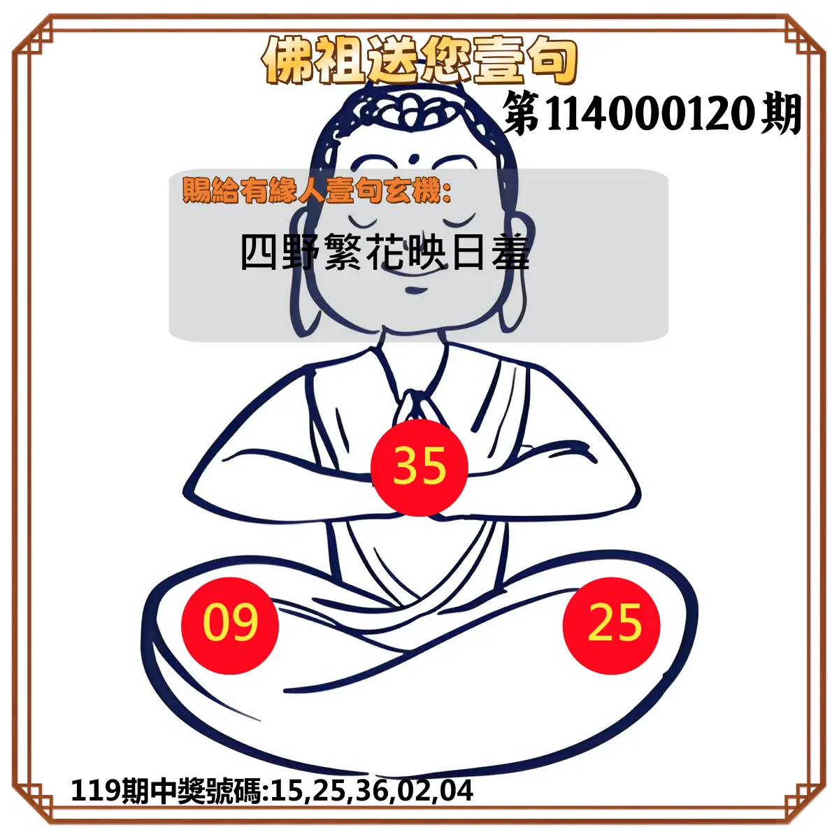 今彩539第114000120期佛祖送您壹句