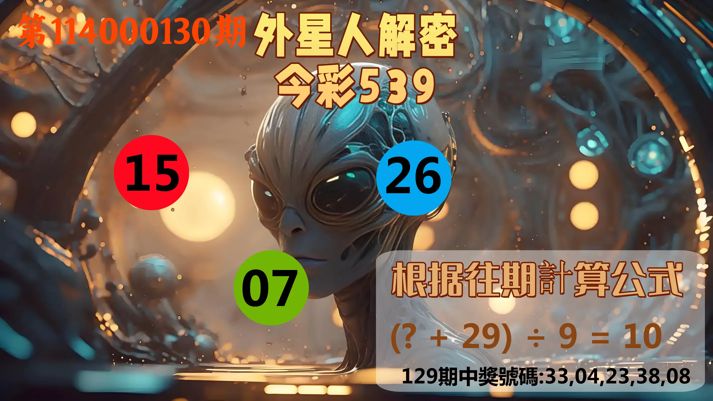 今彩539第114000130期外星人解密今彩539