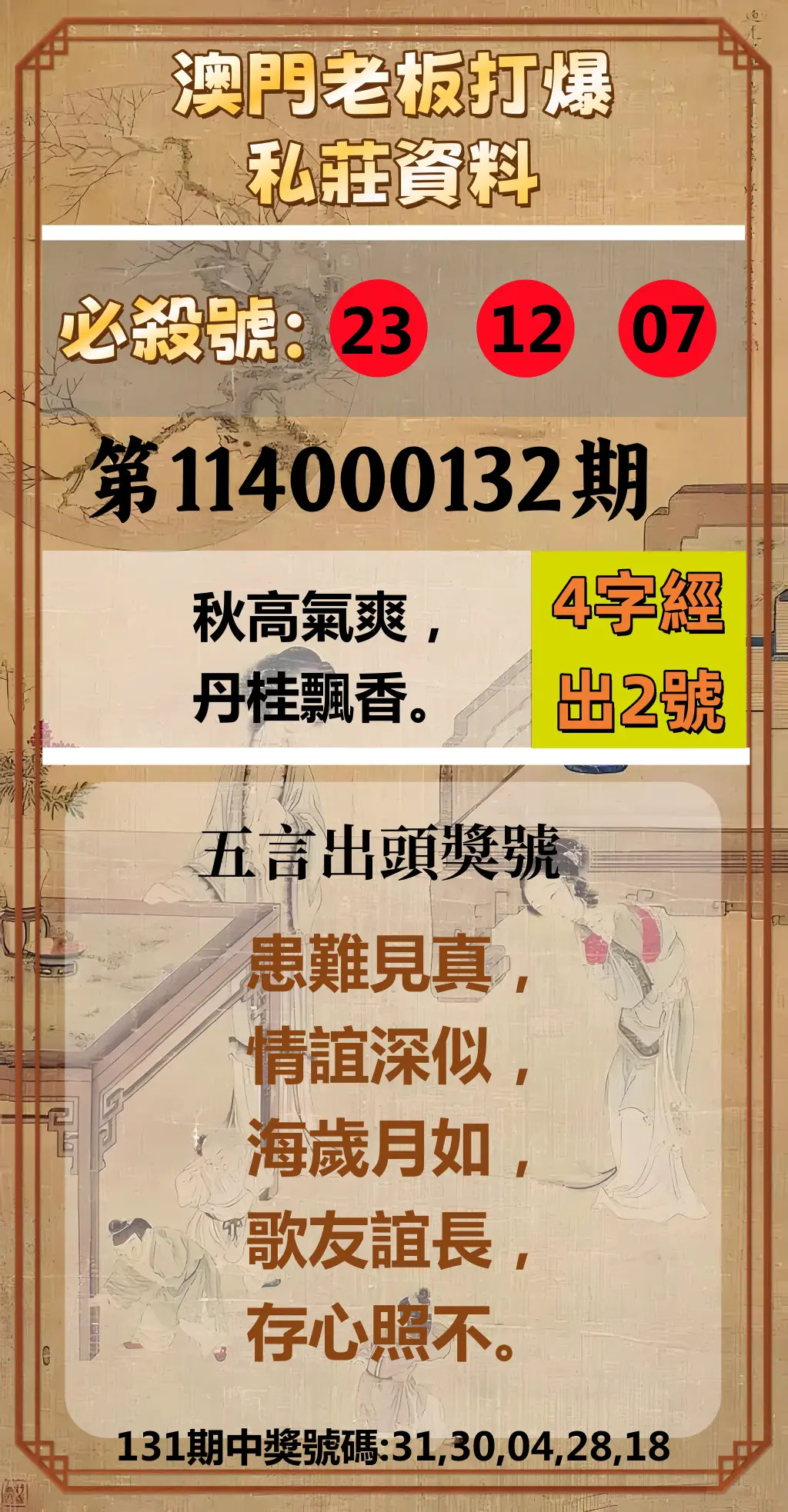 今彩539第114000132期澳門老板打爆私莊資料
