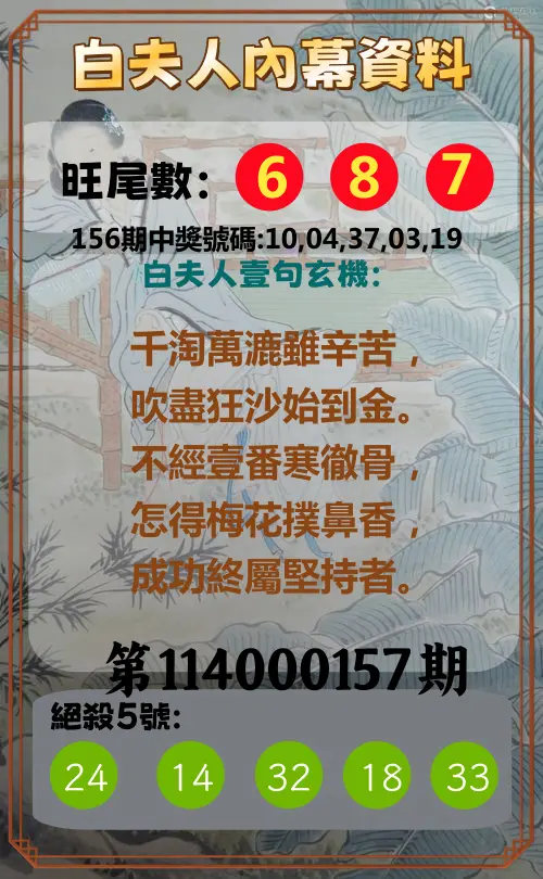 今彩539第114000157期白夫人內幕資料