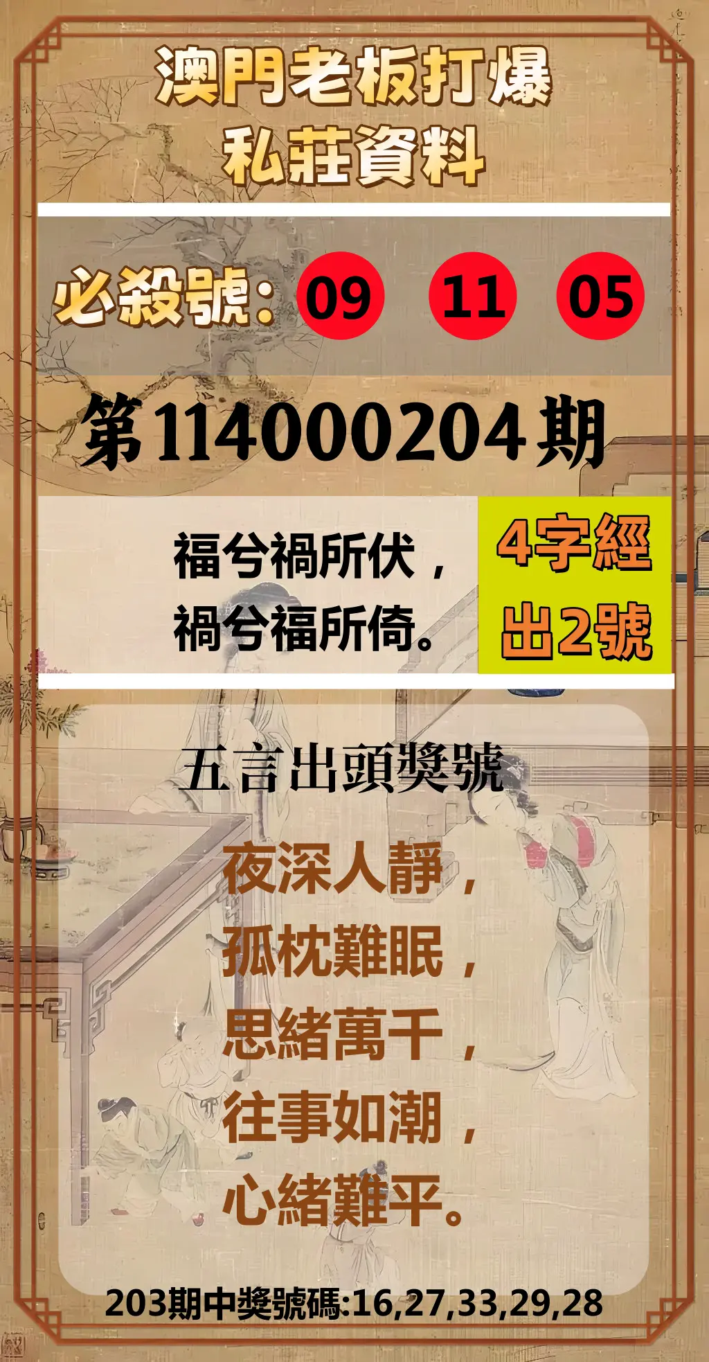 今彩539第114000204期(08/22)澳門老板打爆私莊資料