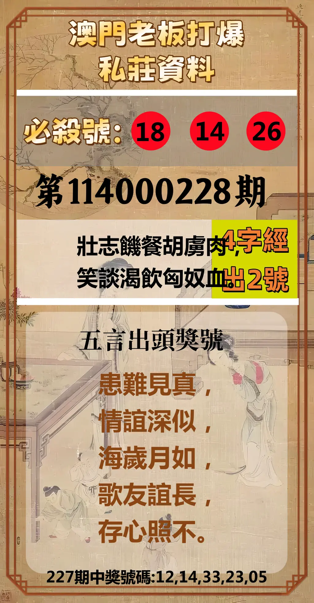 今彩539第114000228期(09/19)澳門老板打爆私莊資料