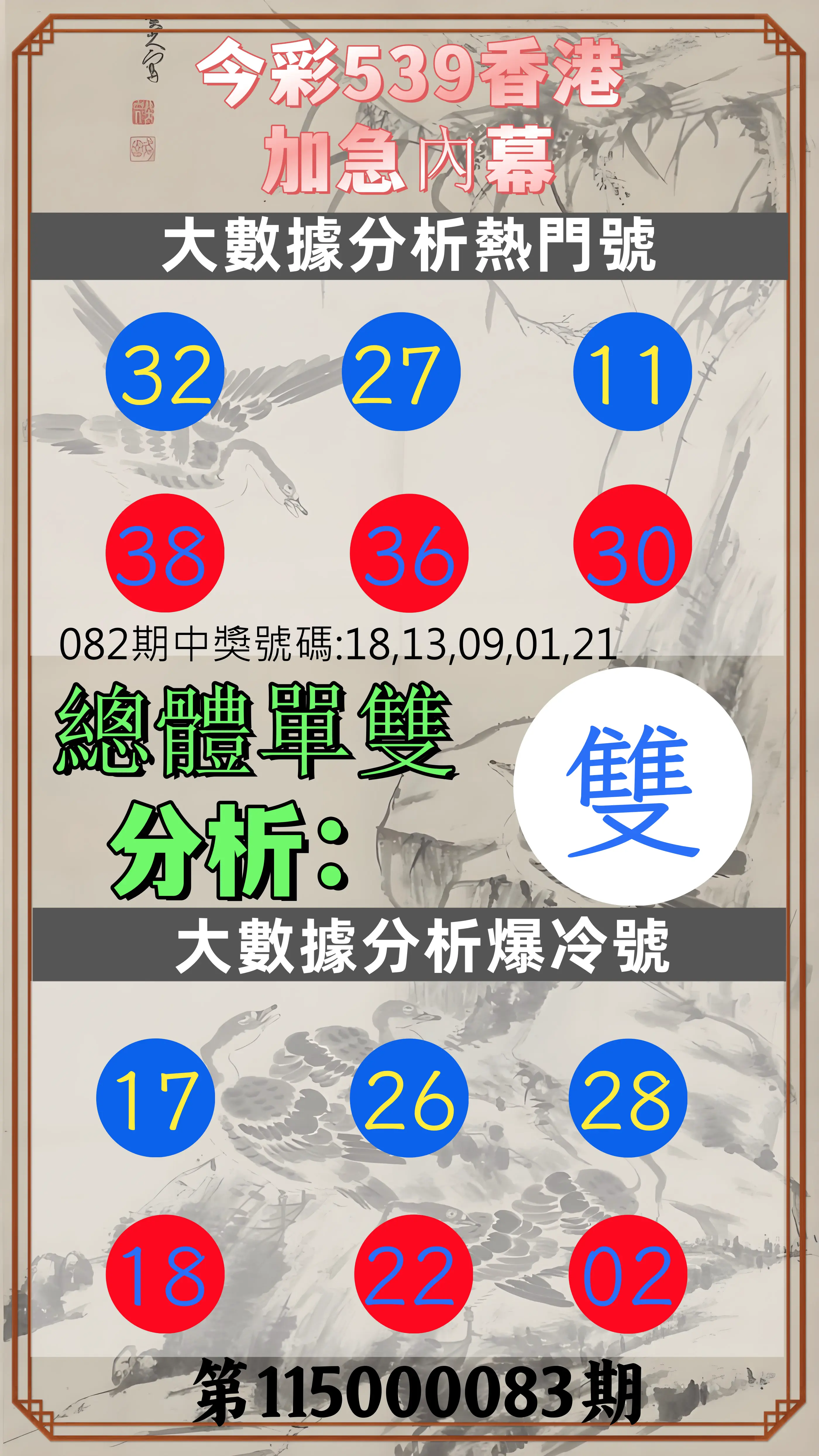今彩539第115000083期(04/03)今彩539香港加急內幕