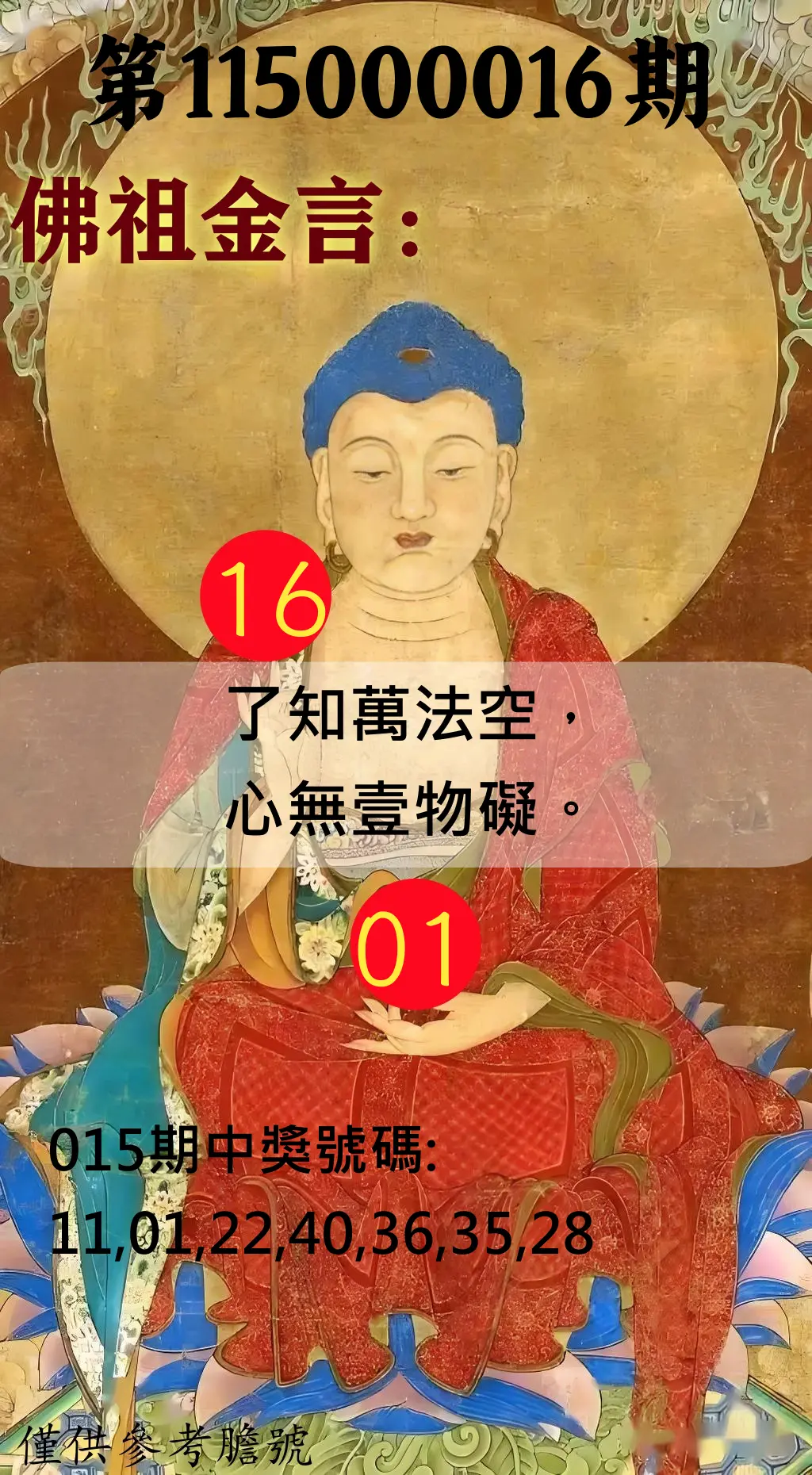 大樂透第115000016期(02/17)佛祖金言
