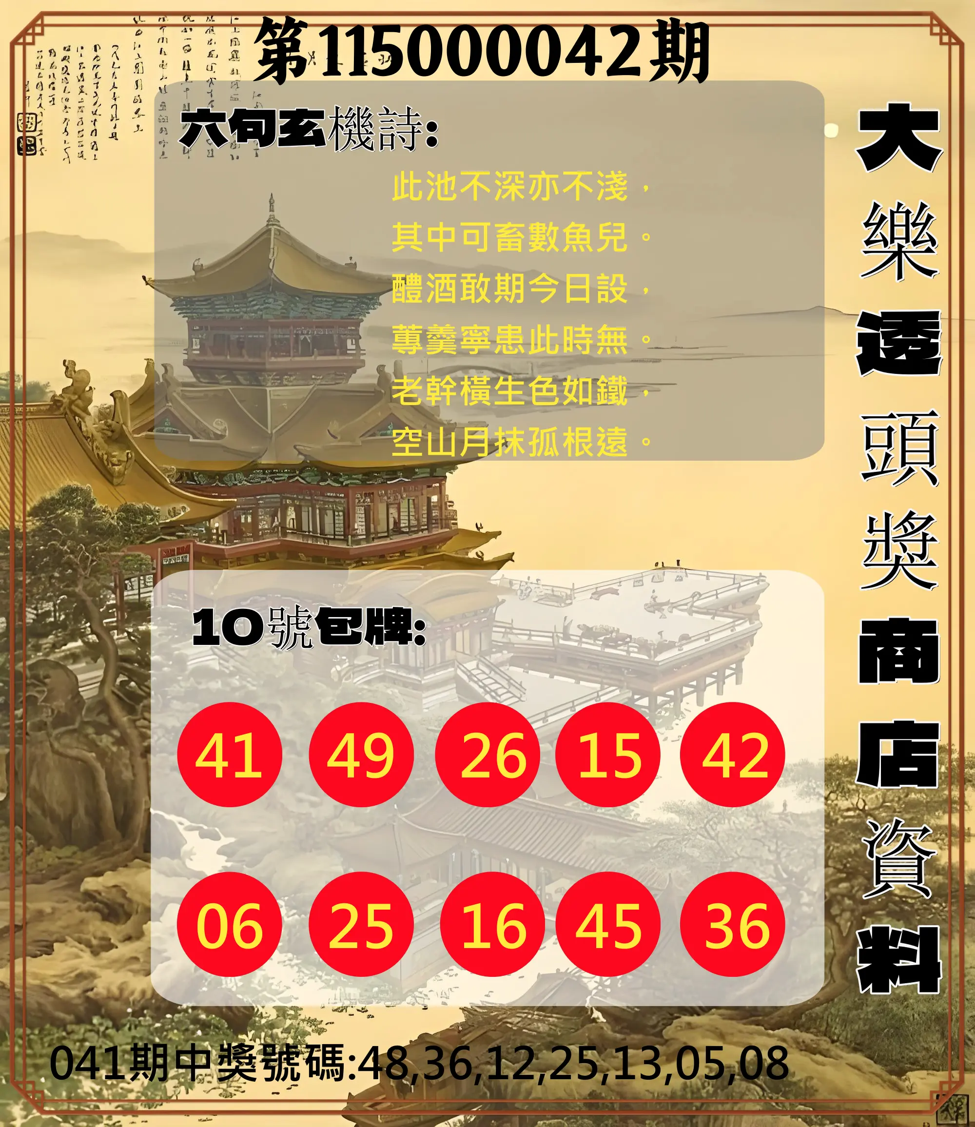 大樂透第115000042期(04/07)大樂透頭獎商店資料