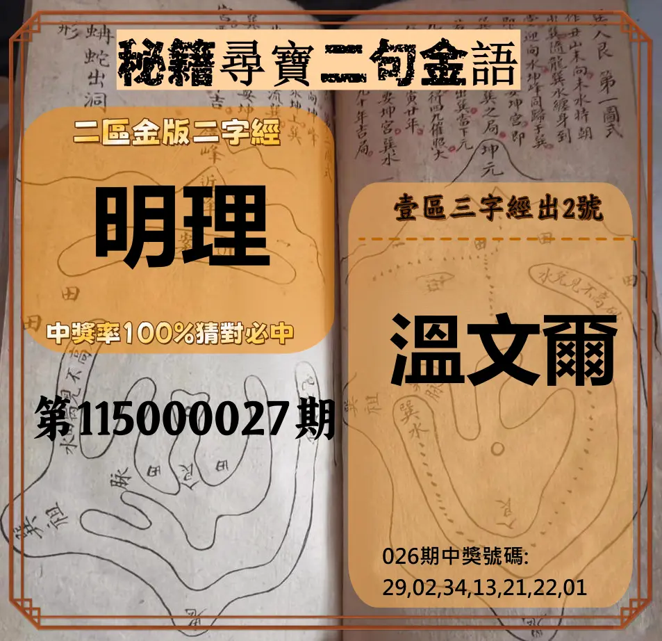 威力彩第115000027期(04/02)秘籍尋寶二句金語