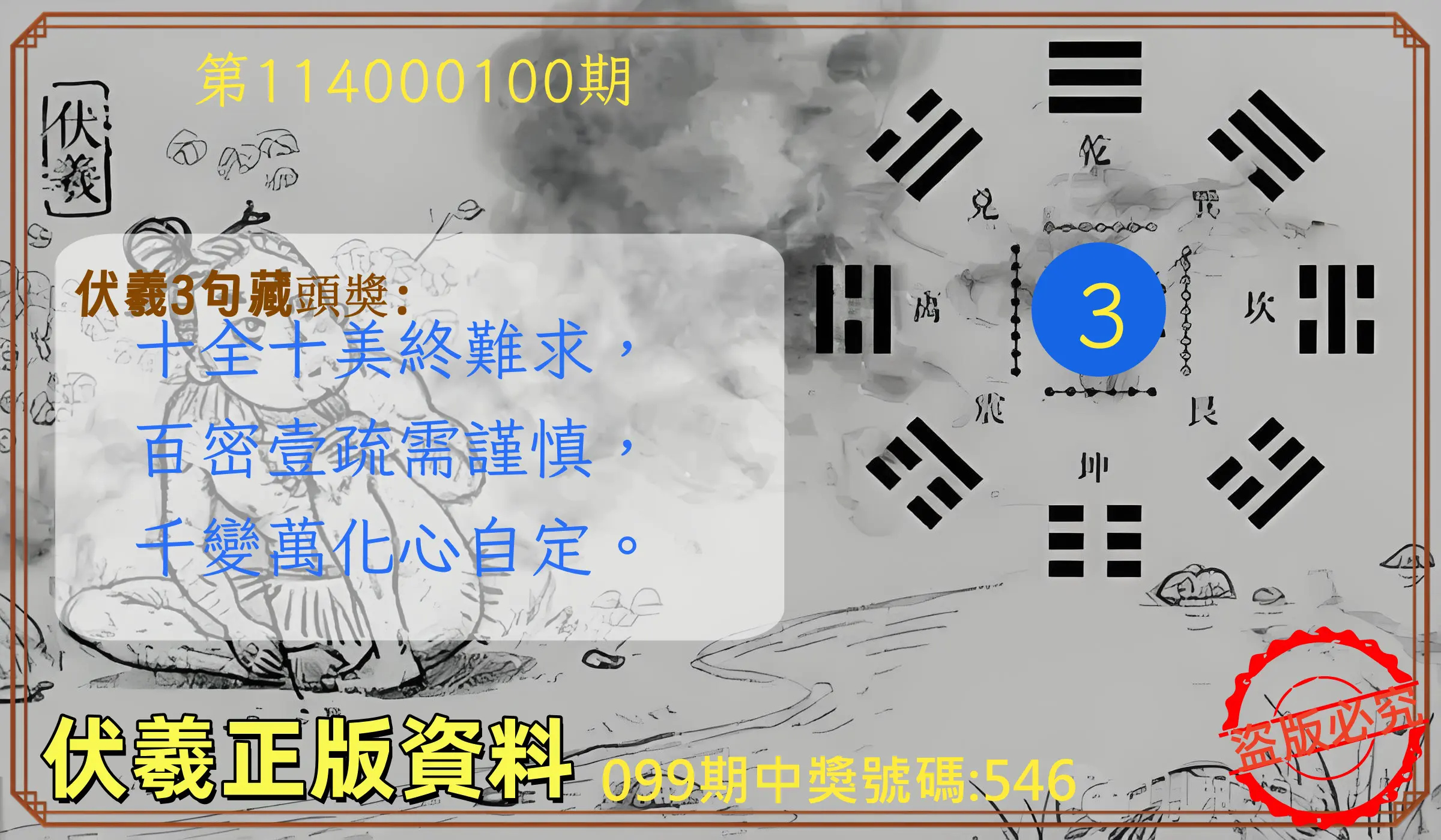 3星彩第114000100期伏羲正版資料