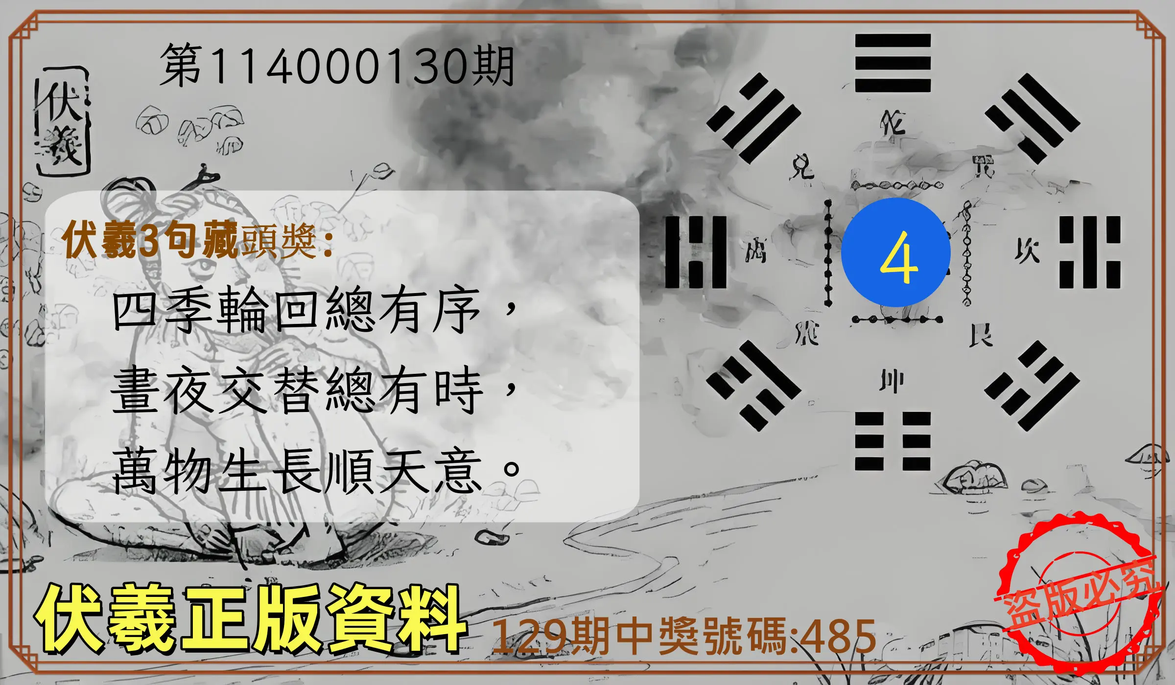 3星彩第114000130期伏羲正版資料