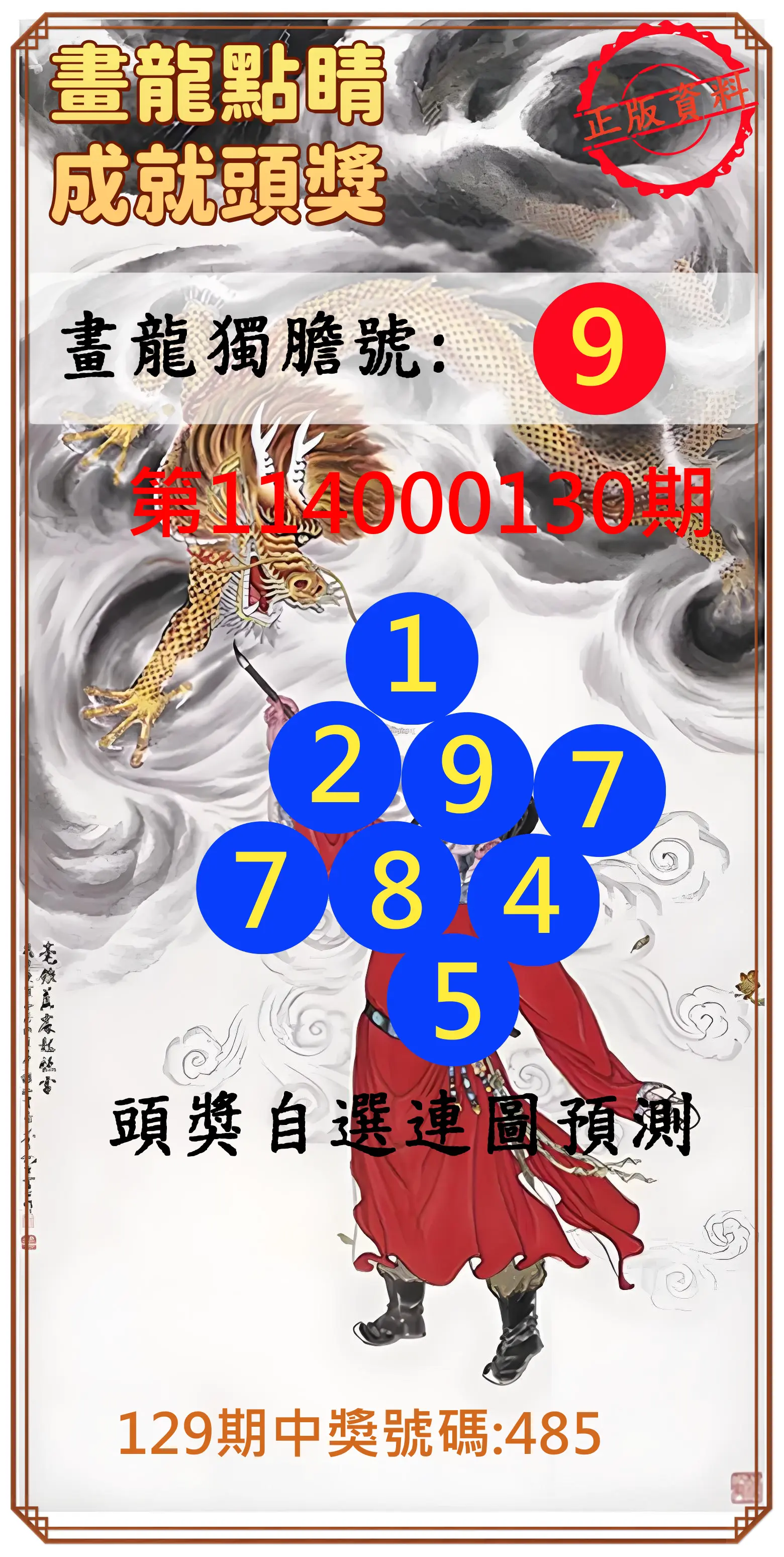 3星彩第114000130期畫龍點睛成就頭獎