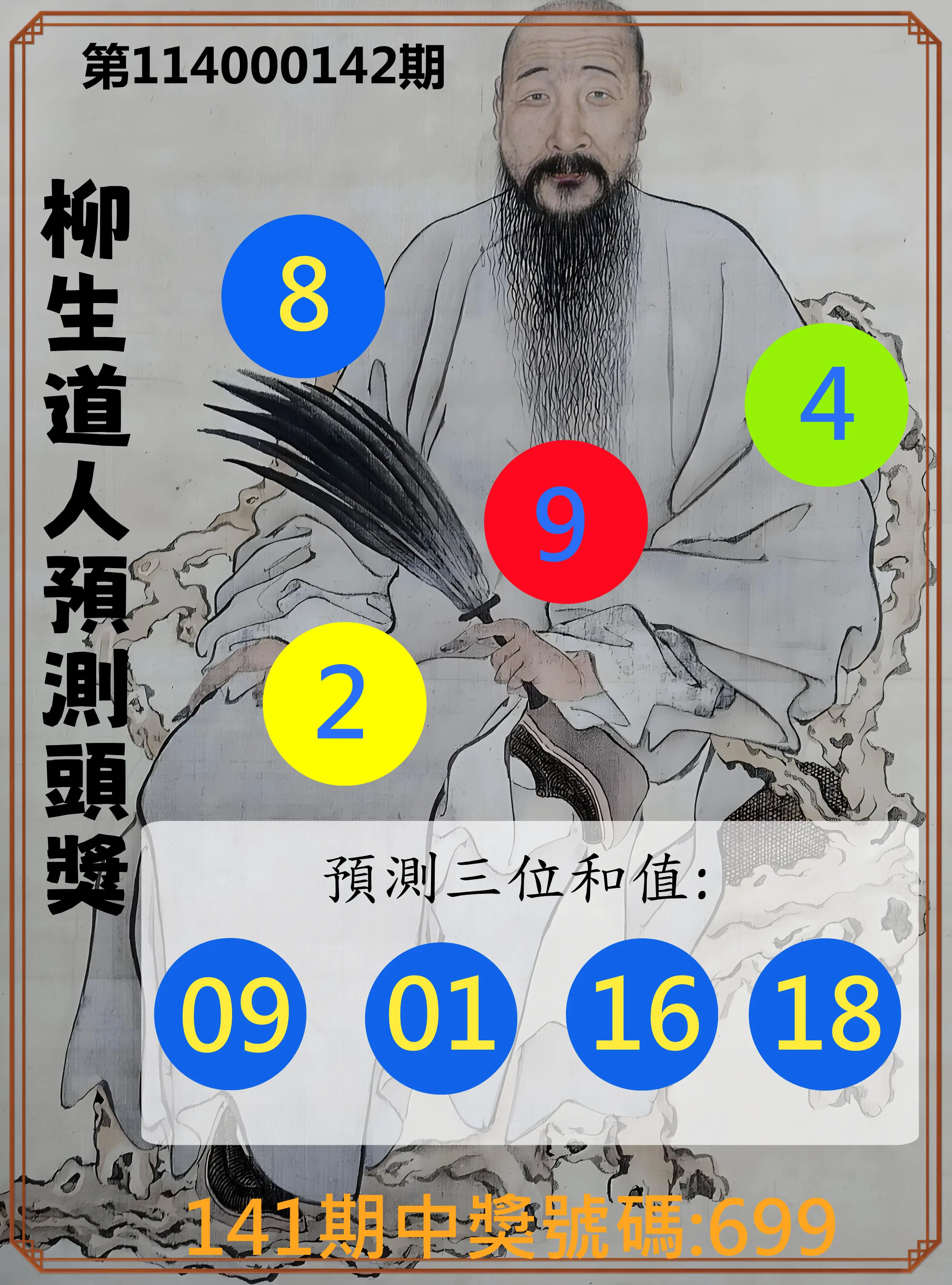 3星彩第114000142期柳生道人預測頭獎