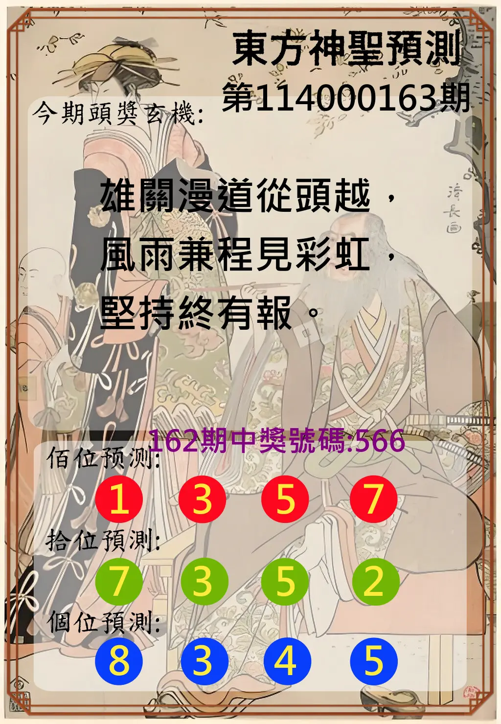 3星彩第114000163期(07/07)東方神聖預測