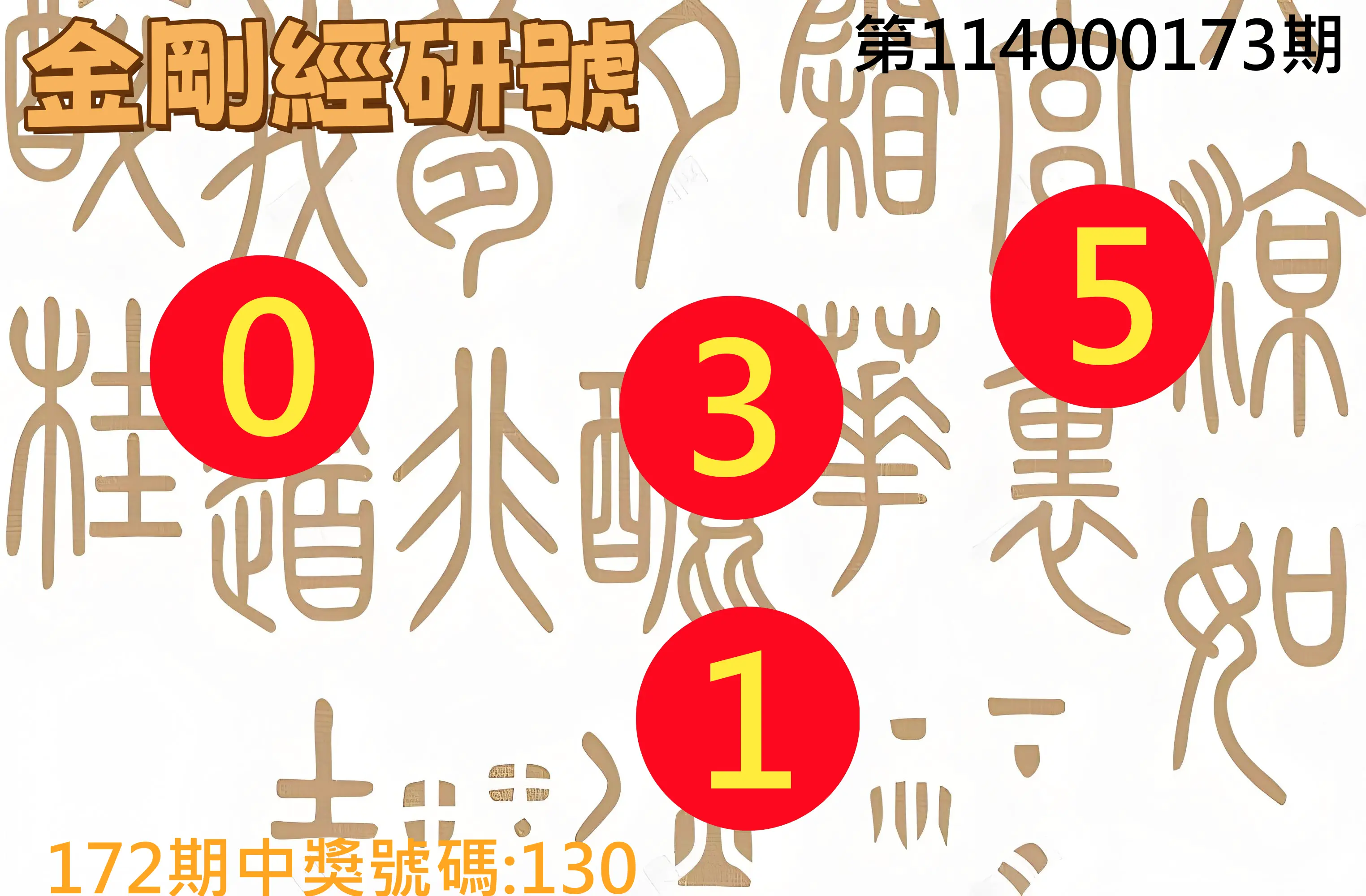 3星彩第114000173期(07/17)金剛經研號