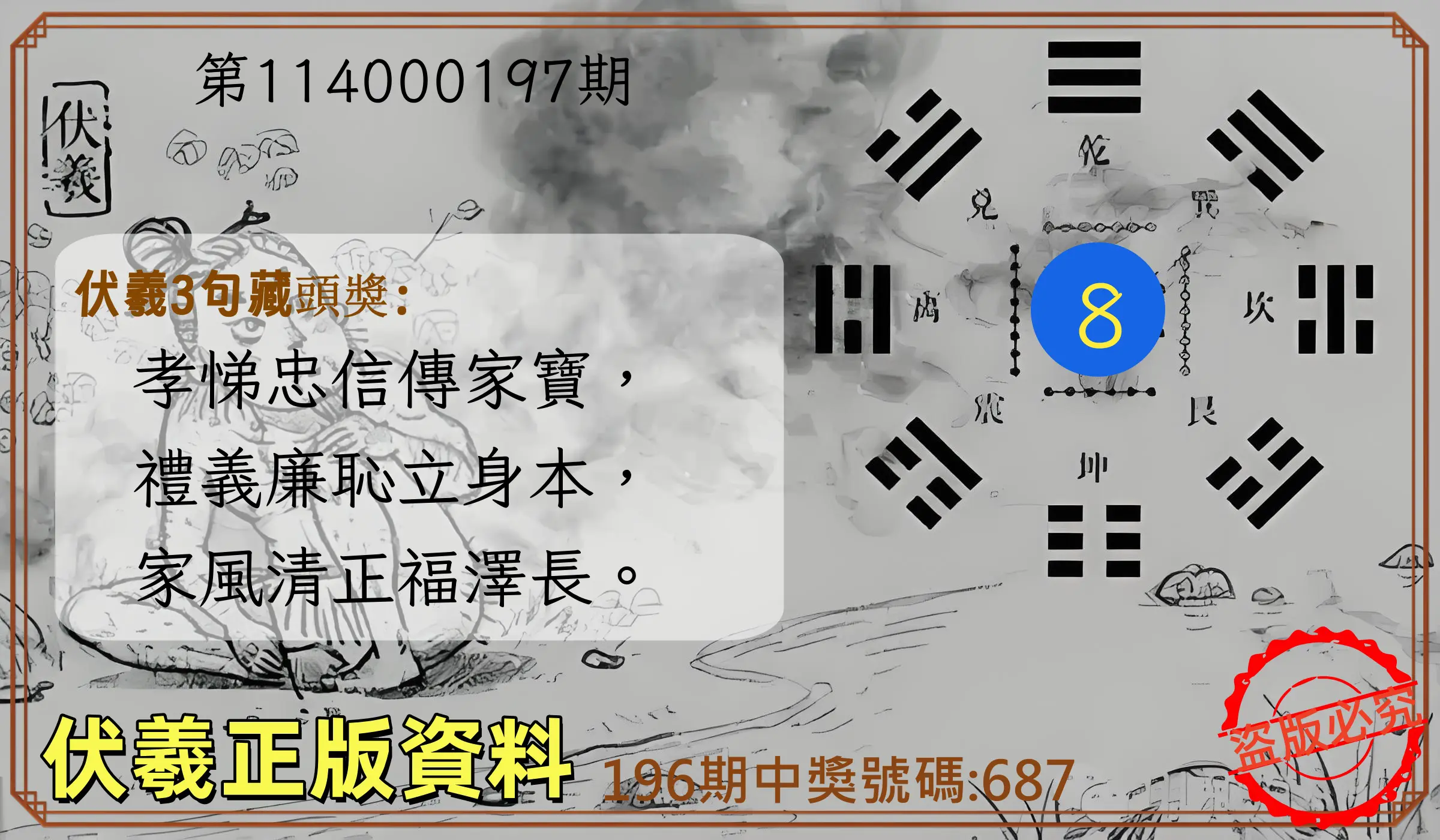 3星彩第114000197期(08/14)伏羲正版資料