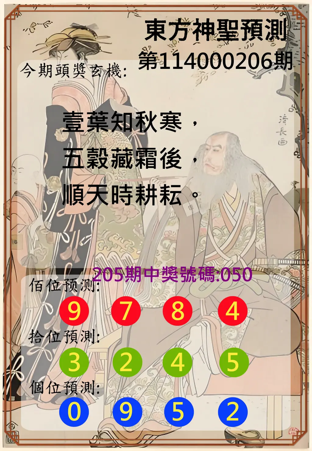 3星彩第114000206期(08/25)東方神聖預測