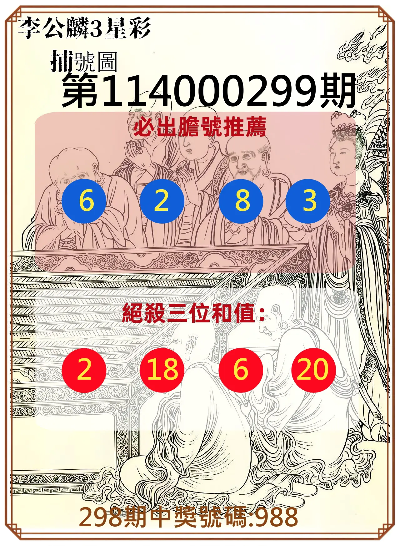 3星彩第114000299期(12/11)李公麟3星彩捕號圖