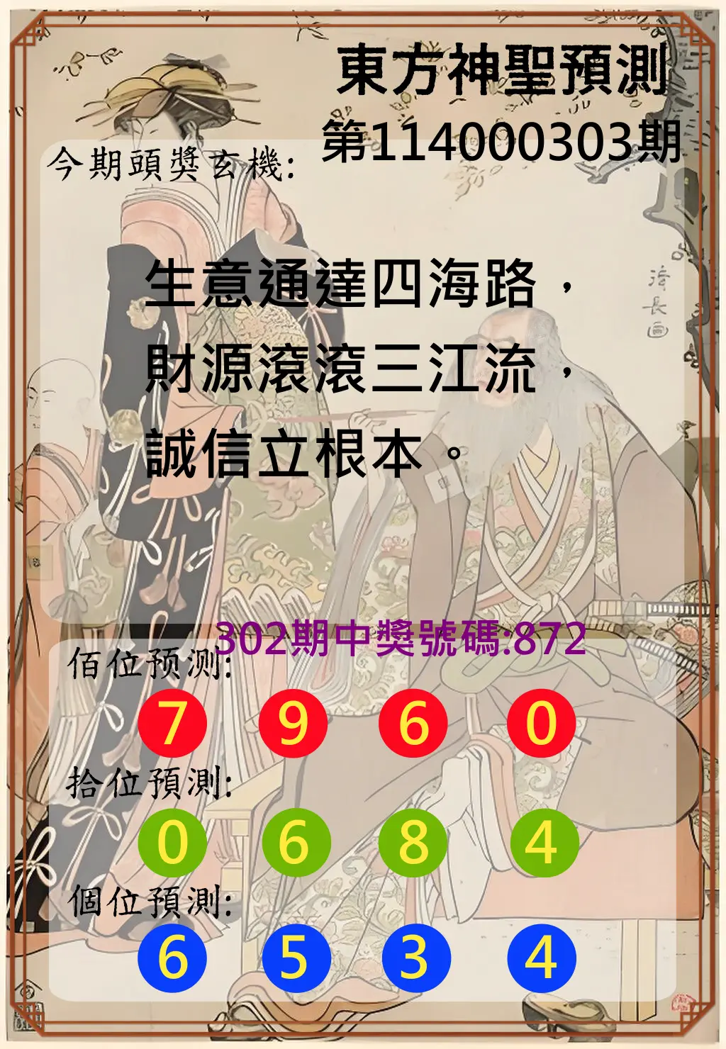 3星彩第114000303期(12/16)東方神聖預測