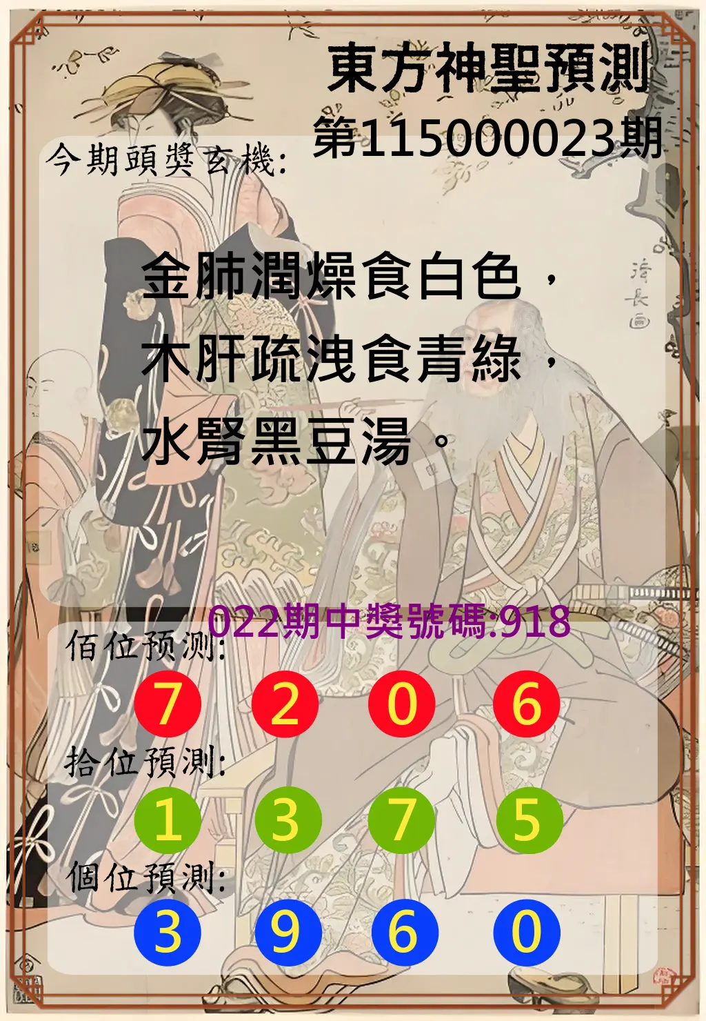 3星彩第115000023期(01/27)東方神聖預測