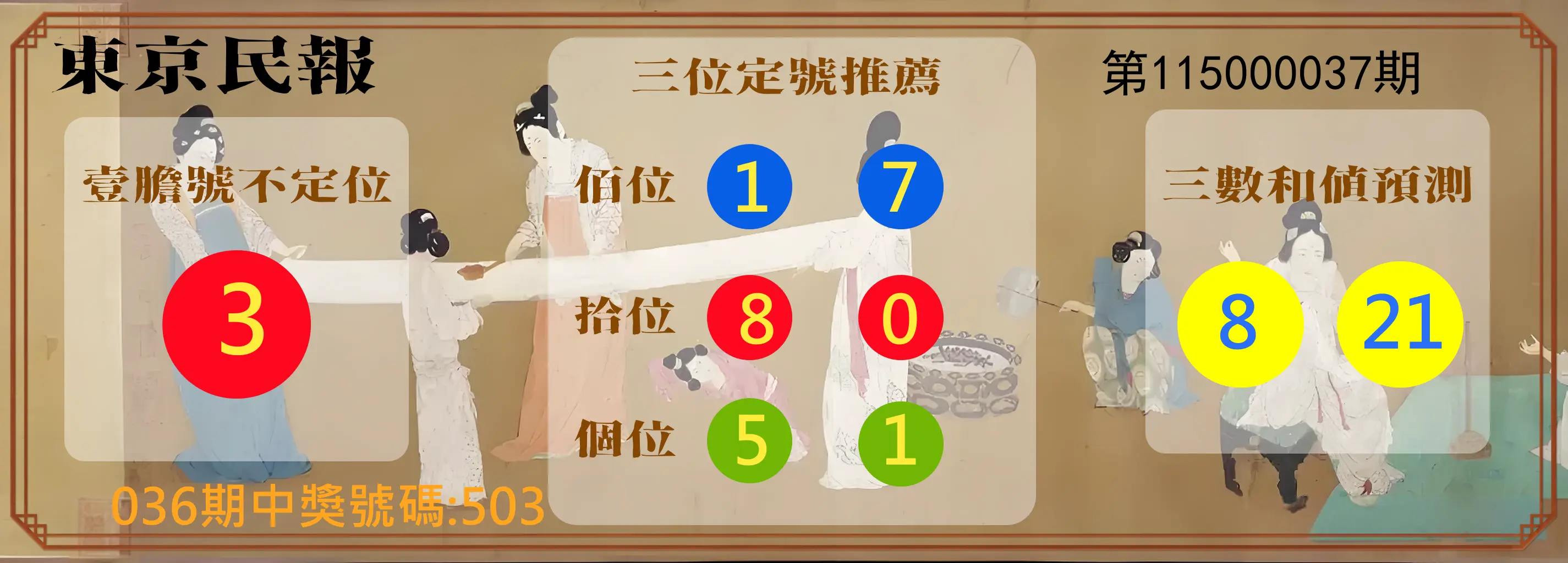 3星彩第115000037期(02/12)東京民報