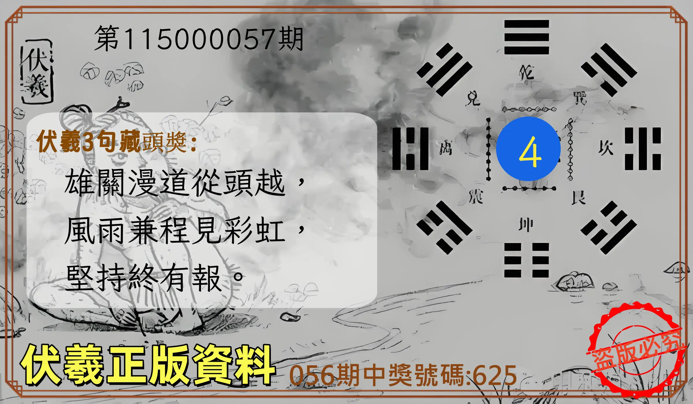 3星彩第115000057期(03/04)伏羲正版資料