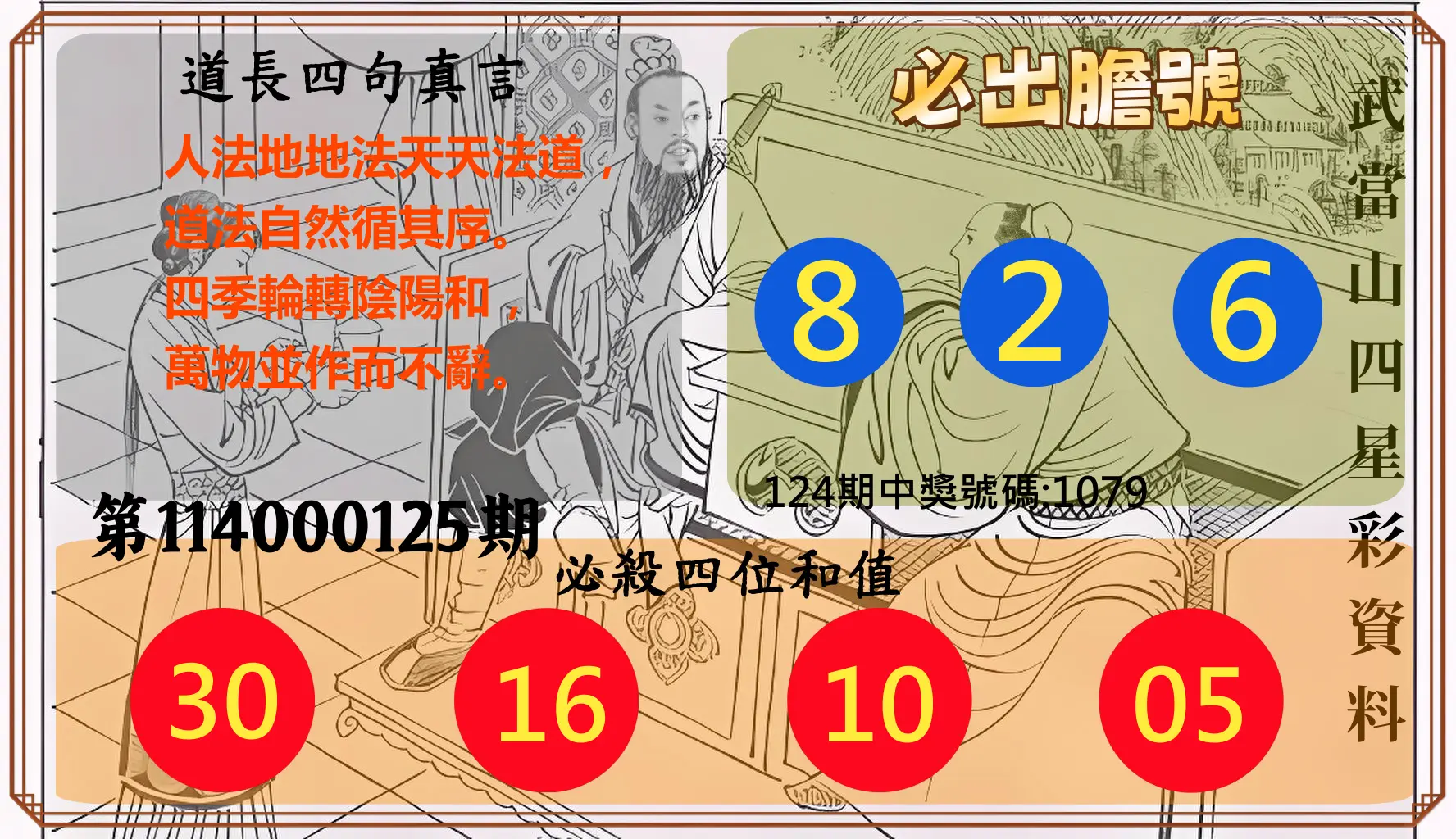 4星彩第114000125期武當山四星彩資料