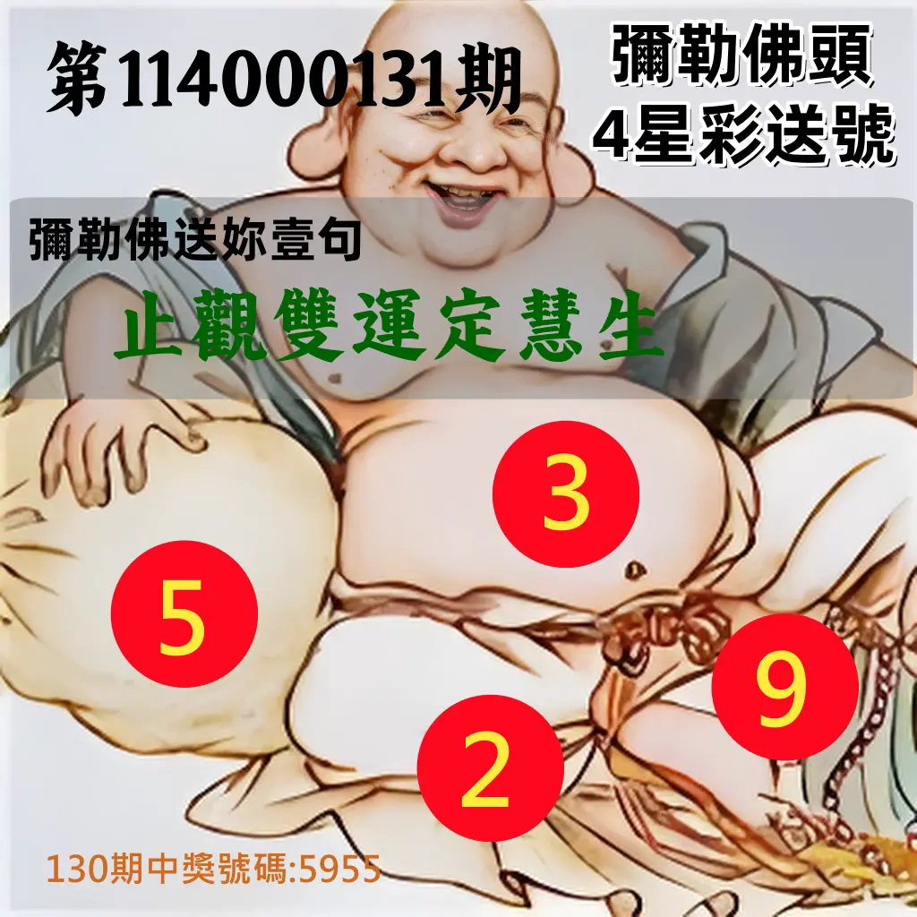 4星彩第114000131期彌勒佛頭4星彩送號