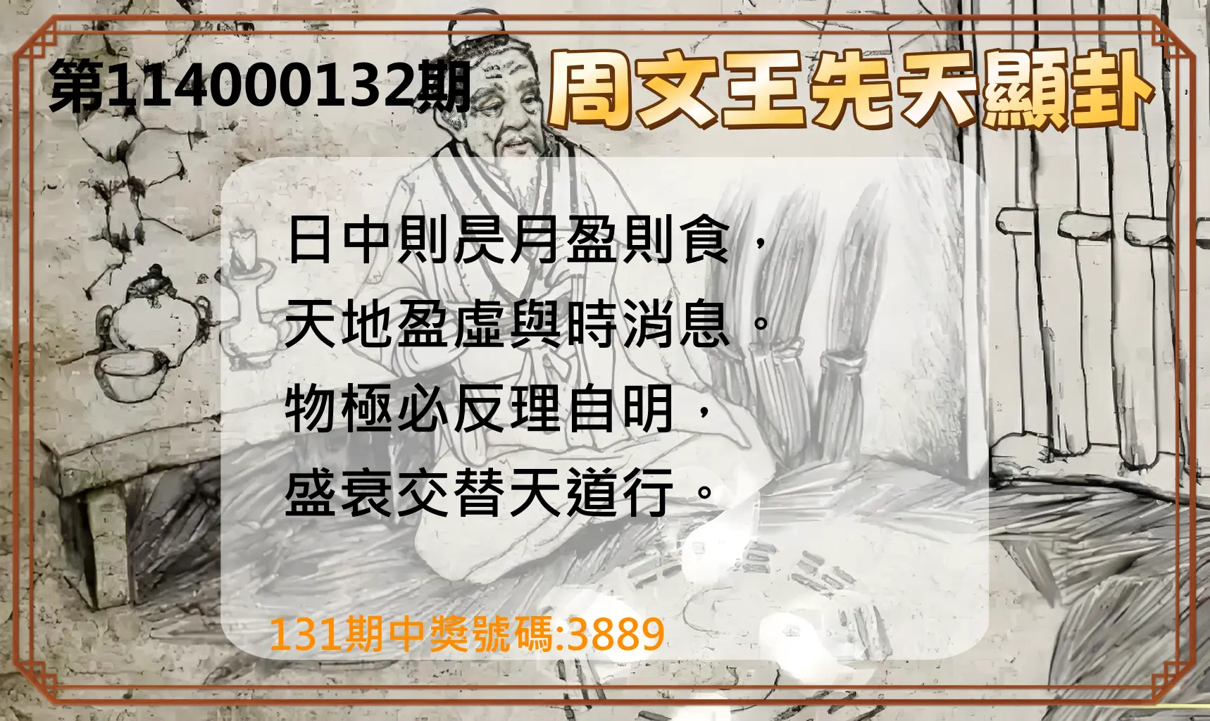 4星彩第114000132期周文王先天顯卦