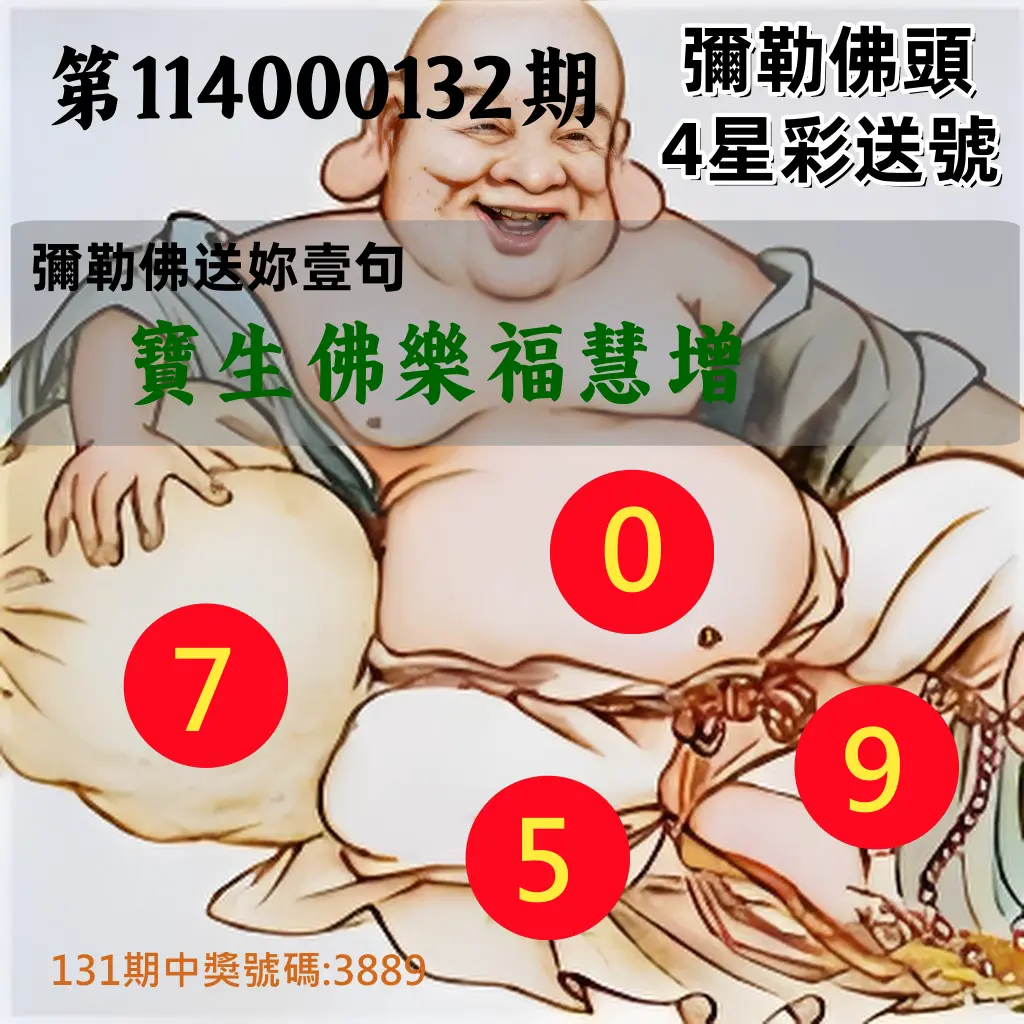 4星彩第114000132期彌勒佛頭4星彩送號