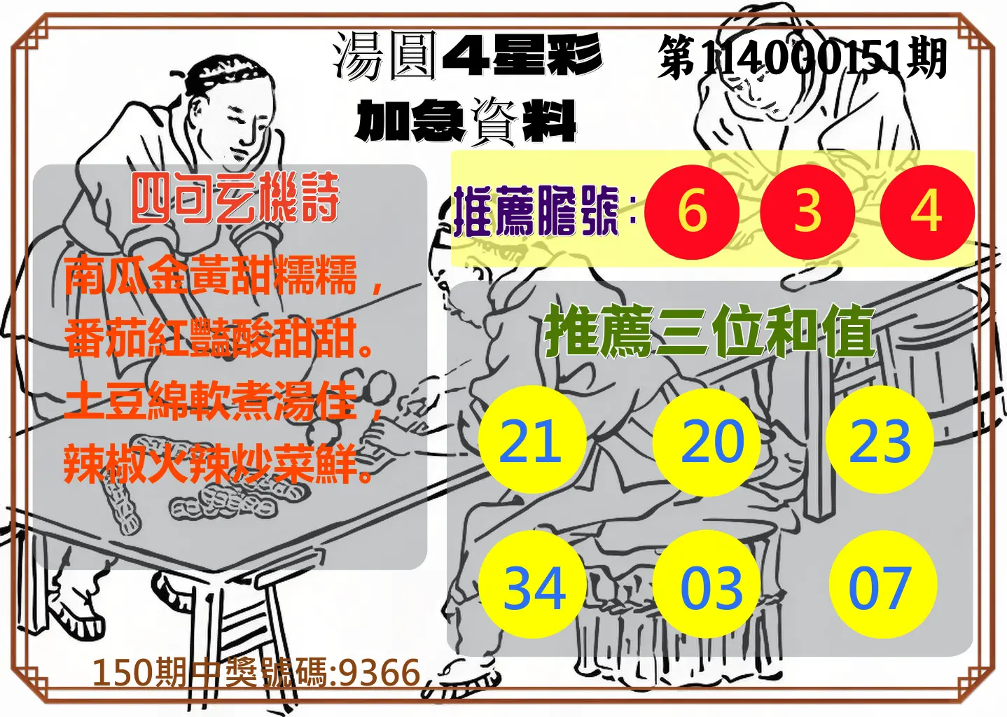 4星彩第114000151期湯圓4星彩加急資料