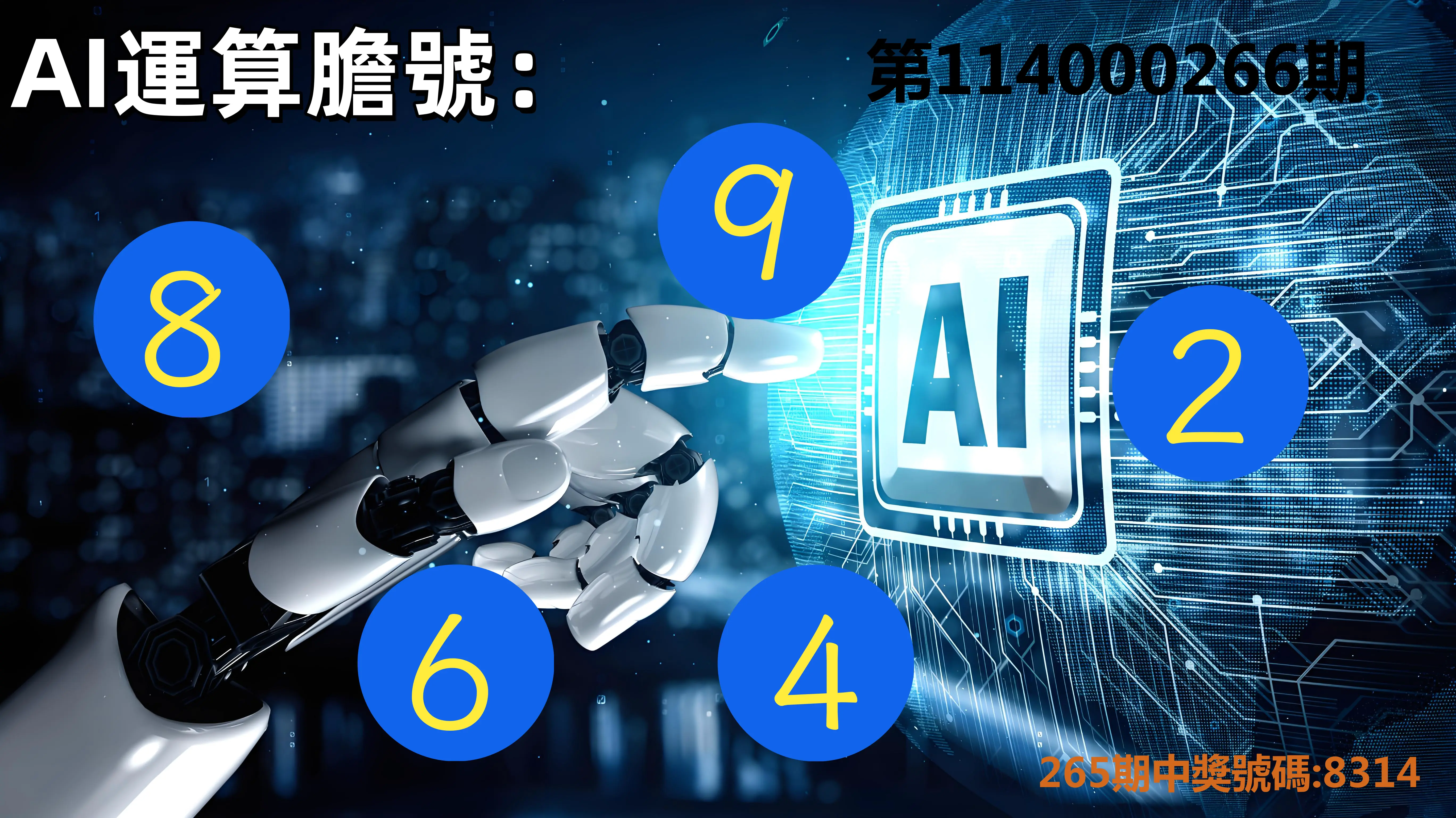 4星彩第114000266期(11/03)AI運算膽號