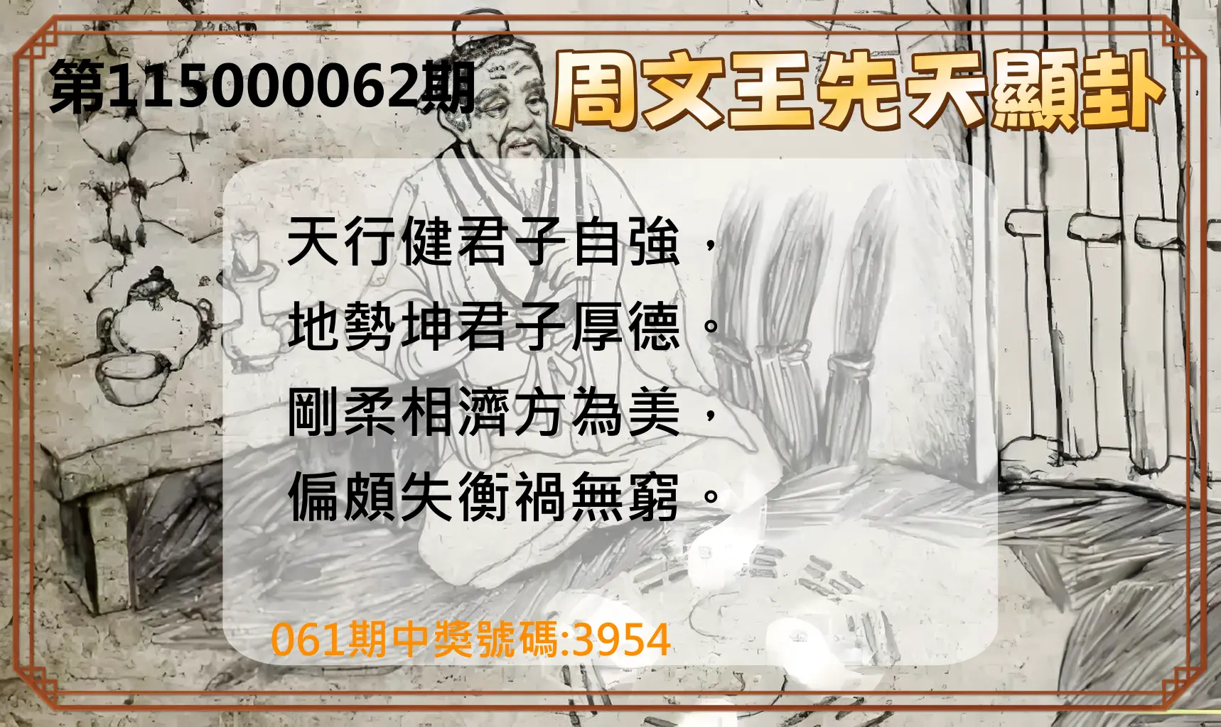 4星彩第115000062期(03/10)周文王先天顯卦