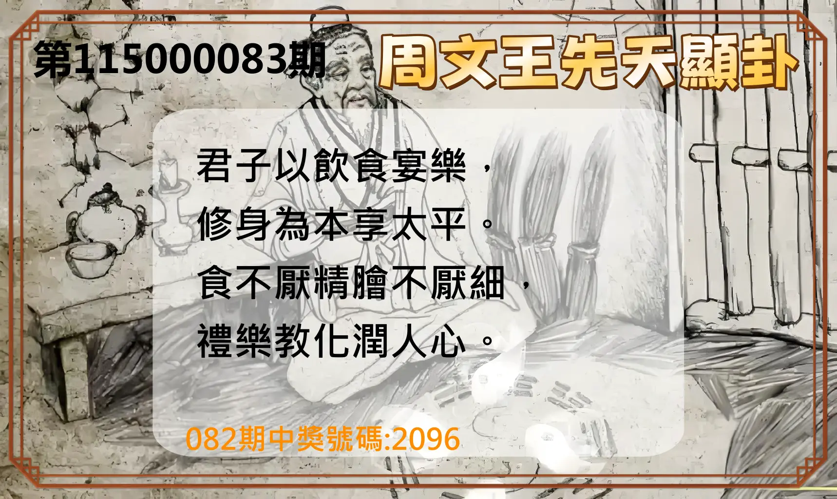 4星彩第115000083期(04/03)周文王先天顯卦