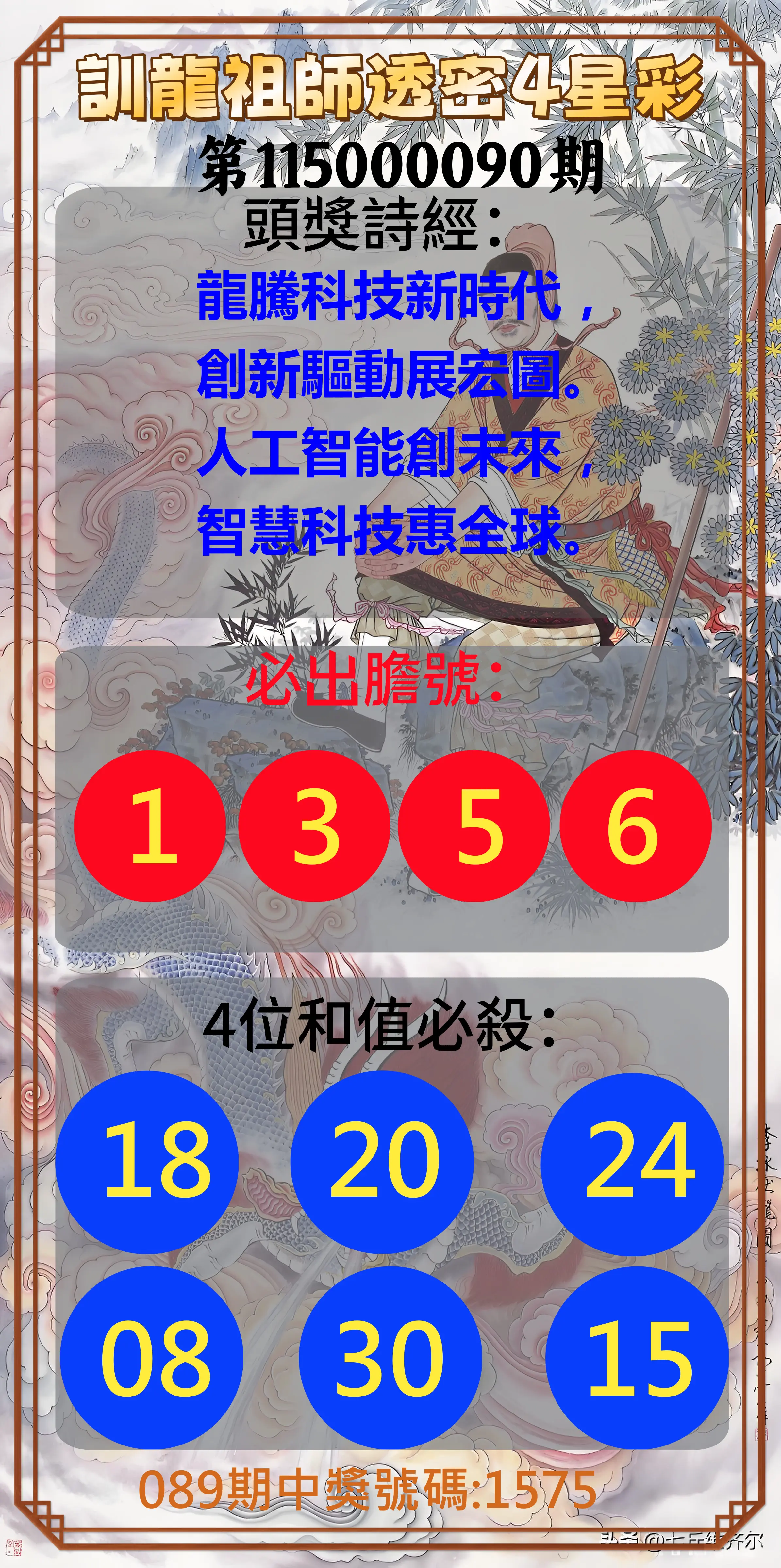 4星彩第115000090期(04/11)訓龍祖師透密4星彩