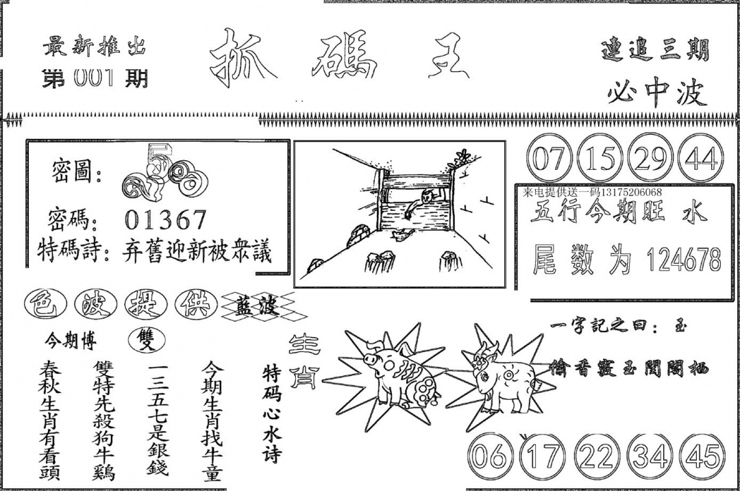 六合彩001期抓码王(黑白)