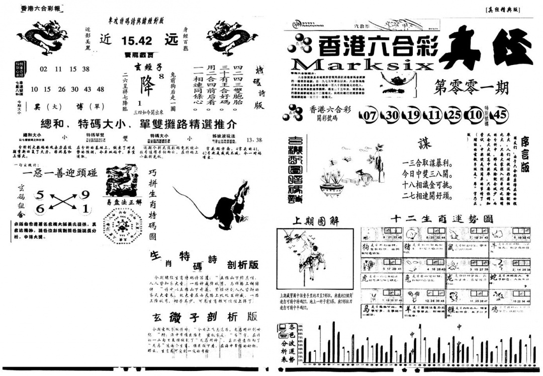 六合彩001期另真经A(黑白)