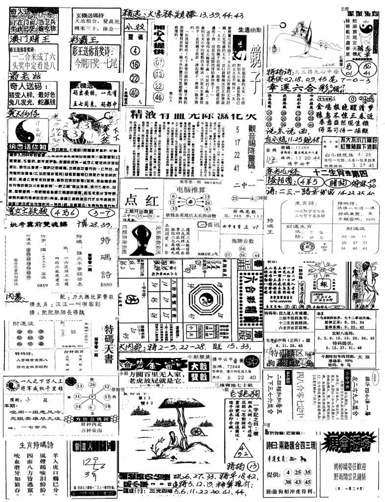 六合彩001期新版手写综合资料B(黑白)