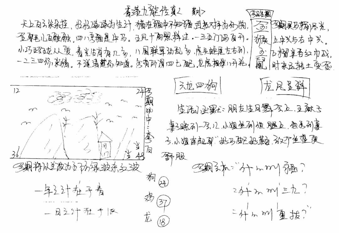 六合彩100期手写九龙内幕B(黑白)