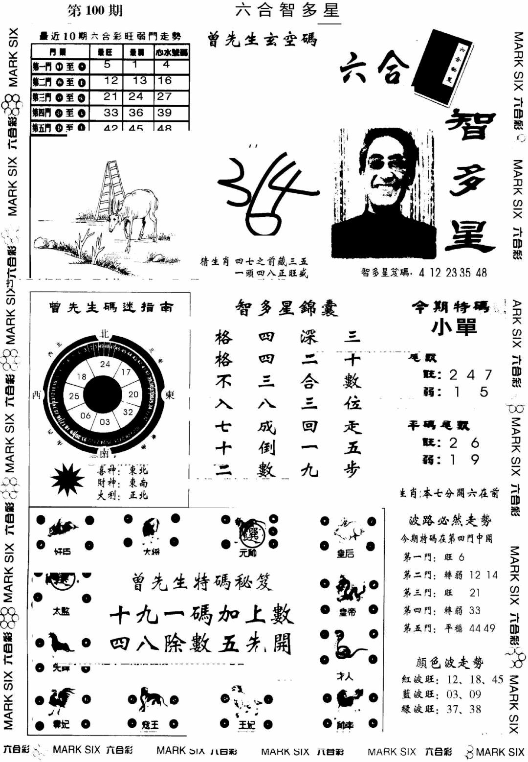 六合彩100期另六合智多星(早图)(黑白)
