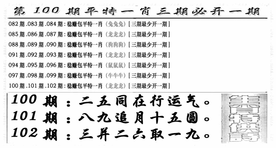 六合彩100期玄机特码(新图)(黑白)