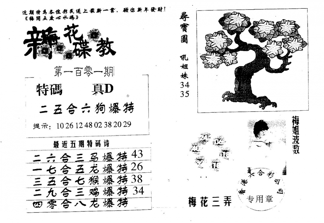 六合彩101期新花碟教(黑白)