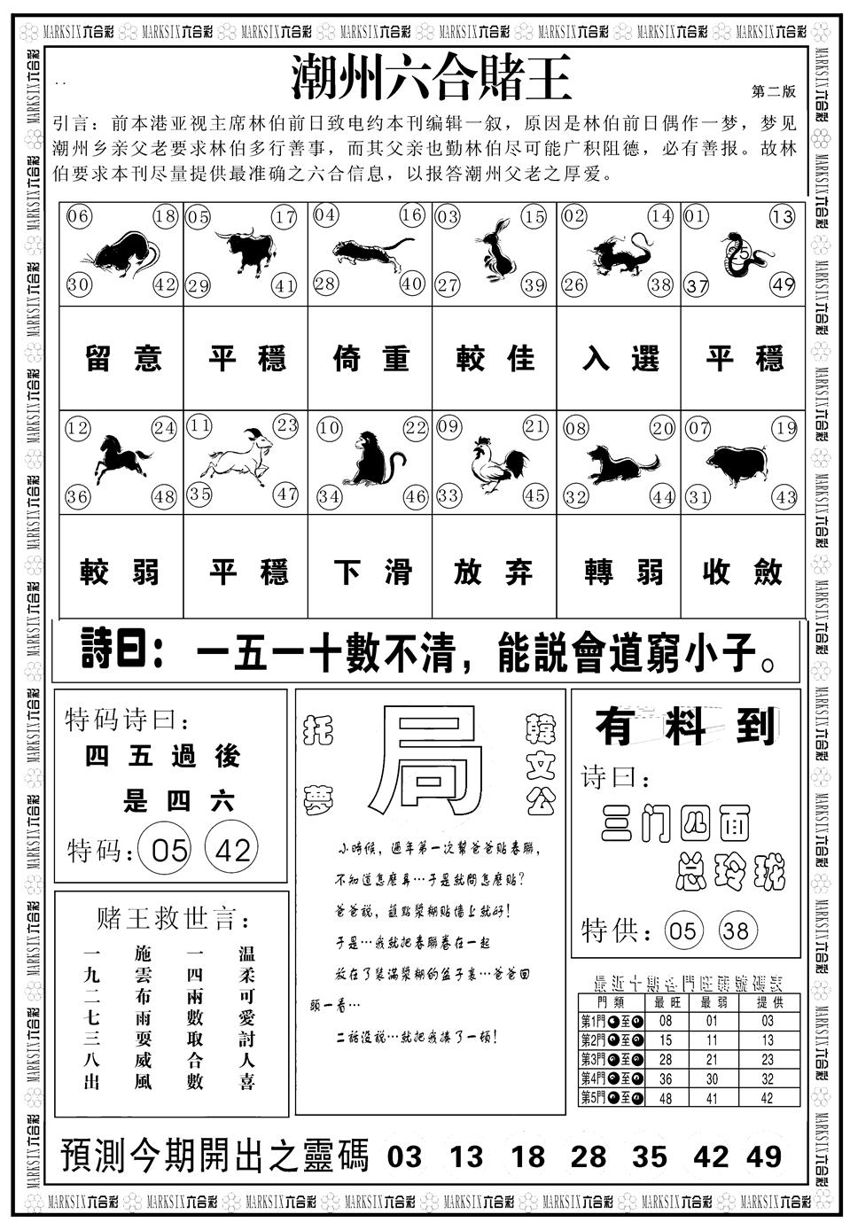 六合彩101期另版潮州六合赌王B(黑白)