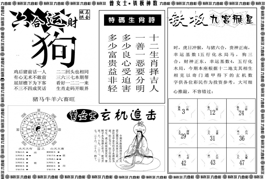 六合彩103期另版曾女士铁板B(黑白)