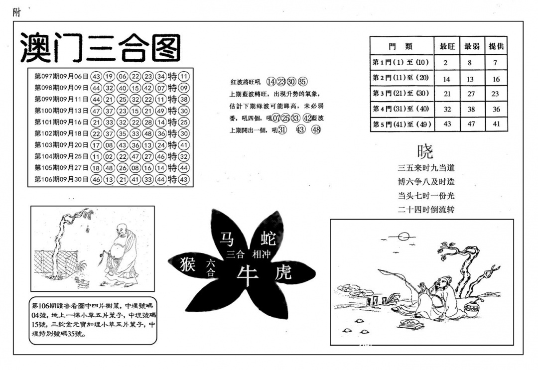 六合彩107期另澳门三合图(黑白)