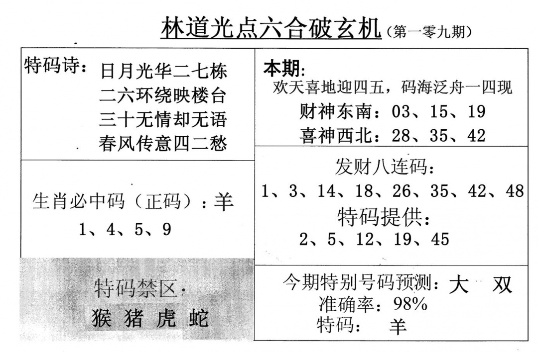 六合彩109期林道光(黑白)
