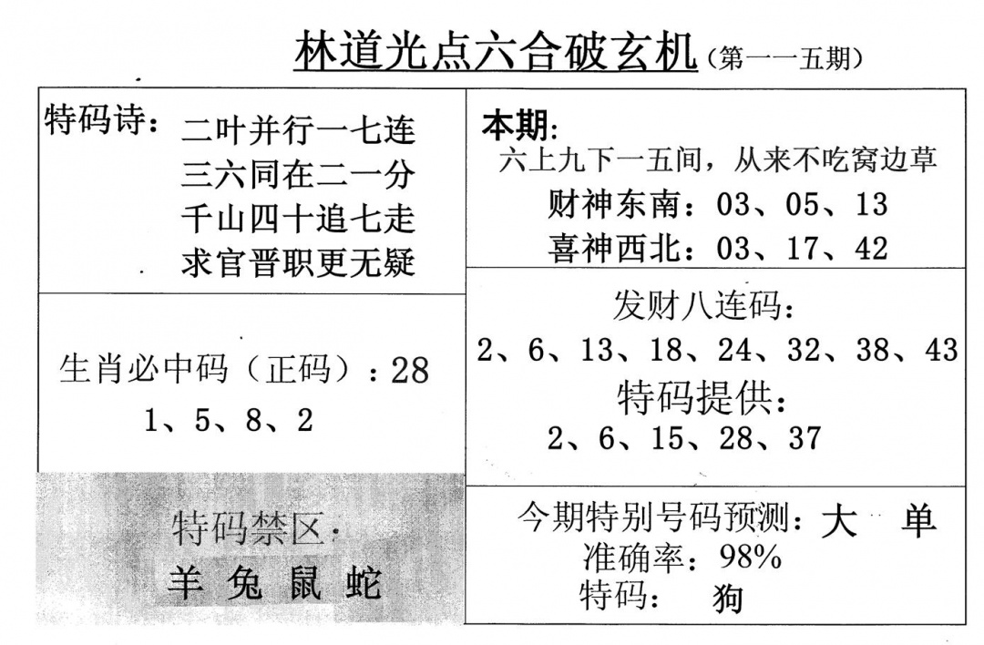 六合彩115期林道光(黑白)