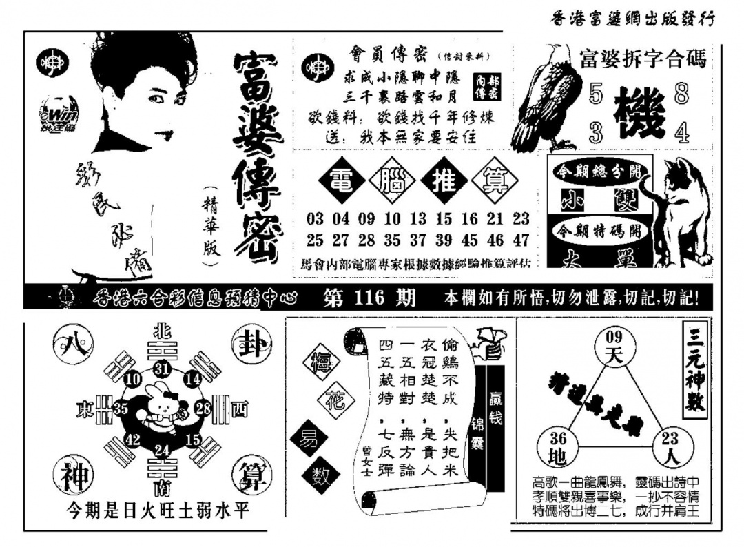 六合彩116期富婆传密(新料)(黑白)