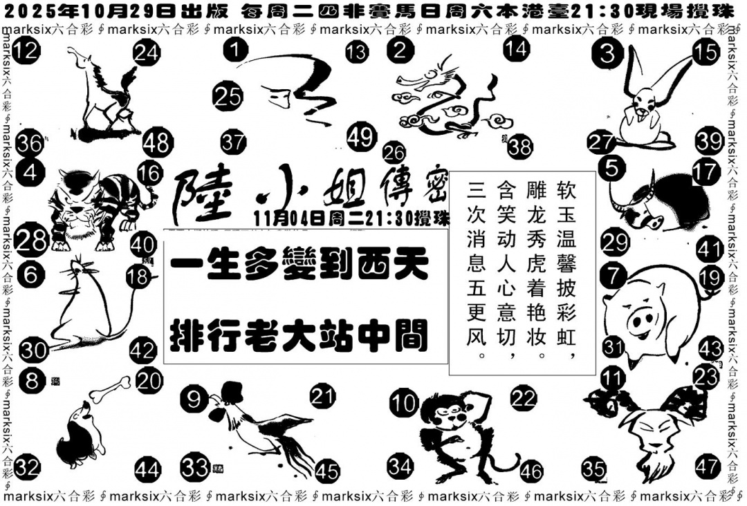 六合彩117期陆小姐传密B(黑白)