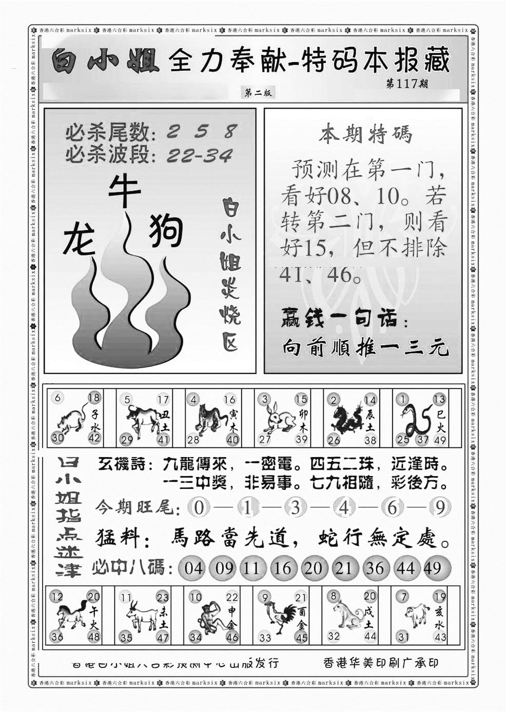 六合彩117期白小姐救世民B（新图）(黑白)
