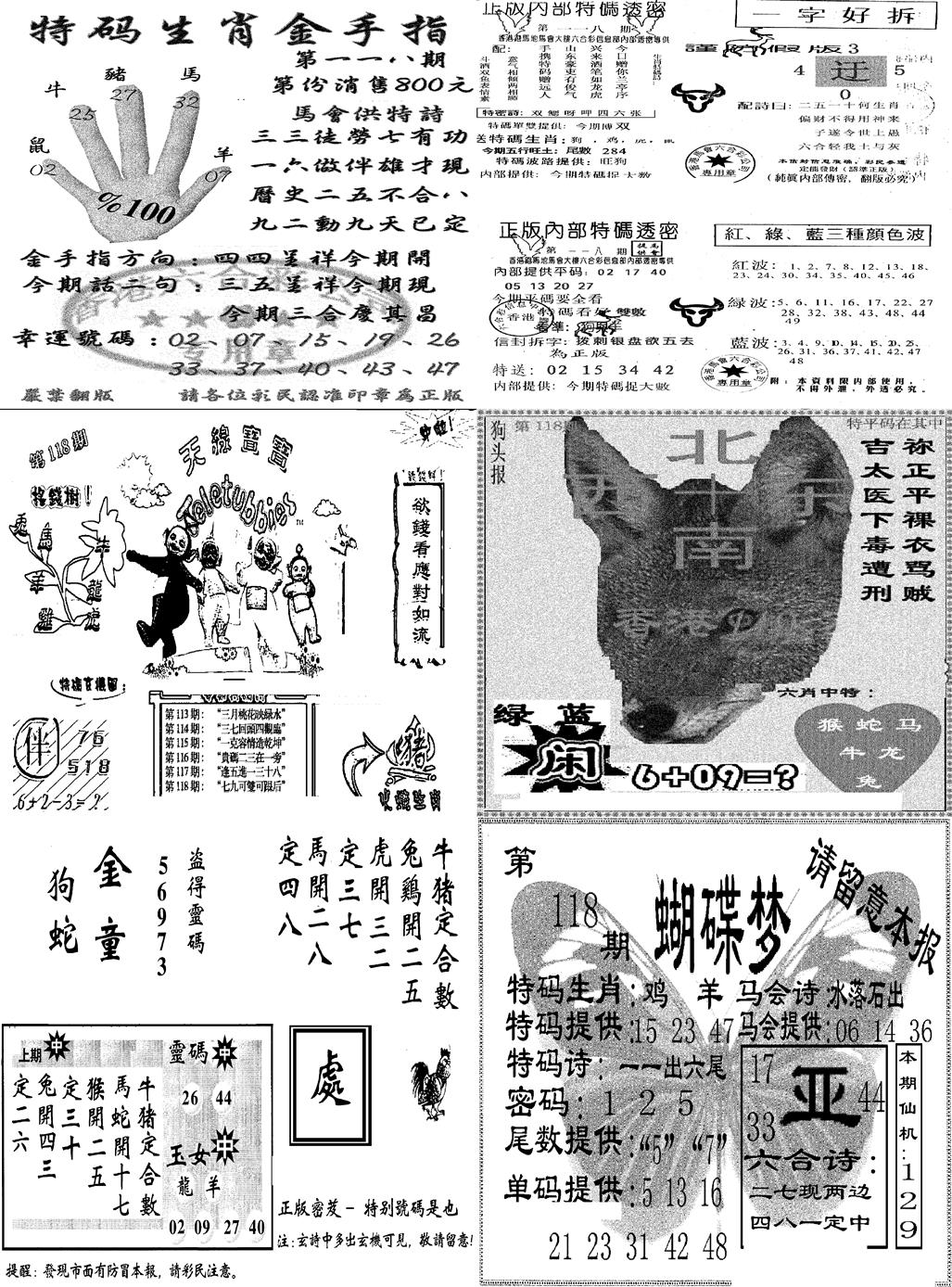 六合彩118期当日报-7(黑白)