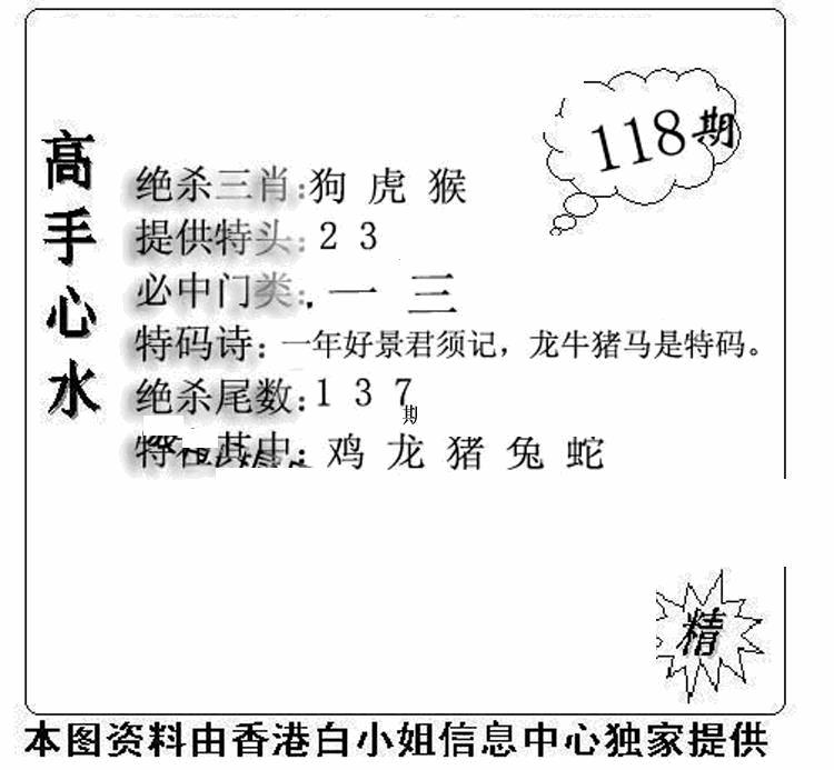 六合彩118期老曾道人攻略(黑白)