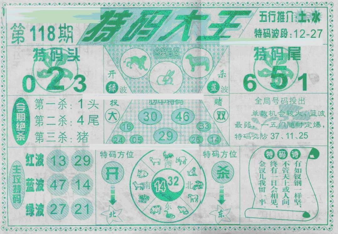 六合彩118期特码大王(新图)(黑白)